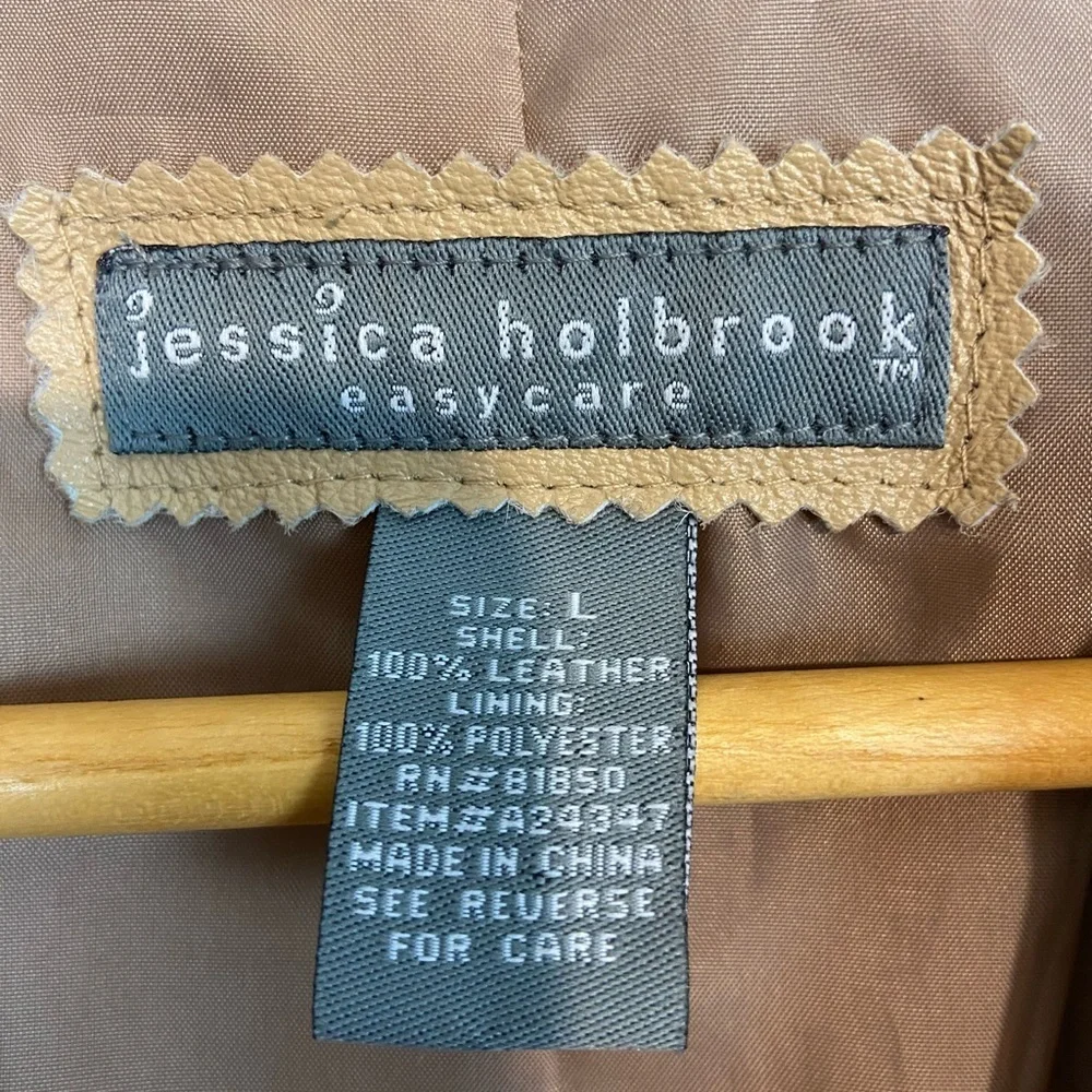 Jessica Holbrook Leather Jacket Tan | Size L | Classic Minimal
